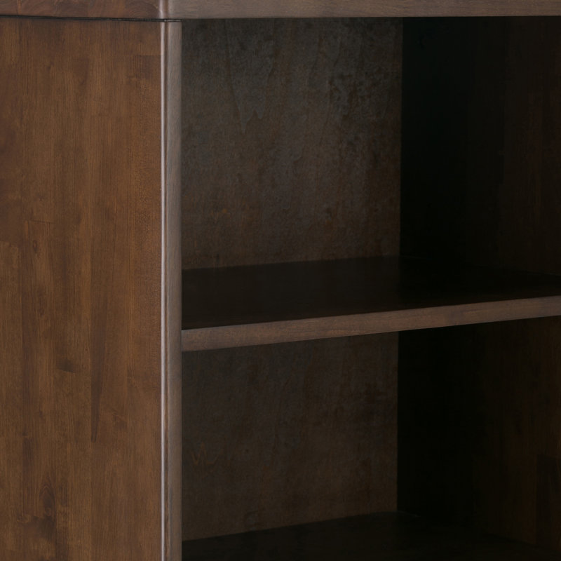 Harper Solid Hardwood Mid-Century Bookcase in Walnut Brown