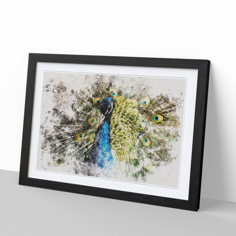 Peacock Vol.2 - Picture Frame Graphic Art, 36cm H x 48cm W x 2cm D, Black Framed