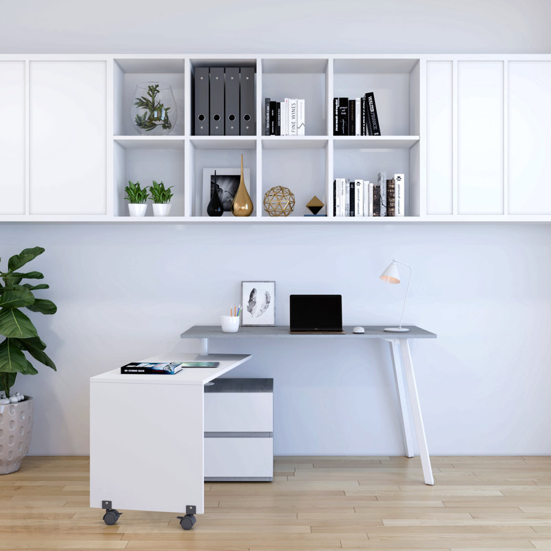 Rotating Multi-Positional Modern Desk, Grey