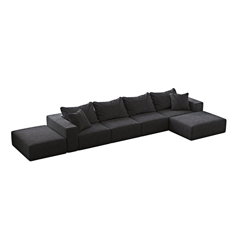 Upholstered Modular Sectional Sofa Couch, Gray