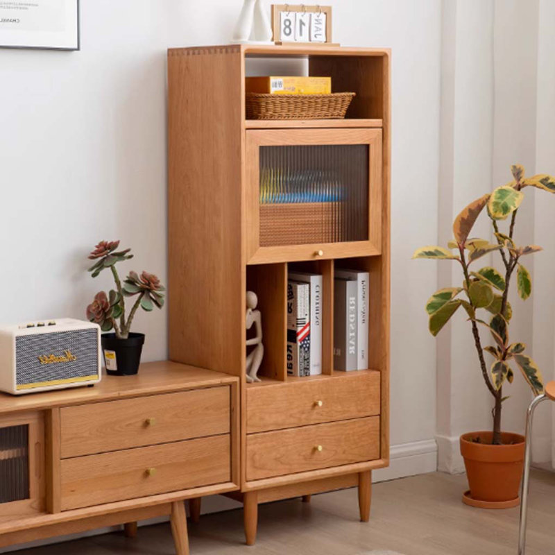 Bibliothèque simple en bois massif avec rangement