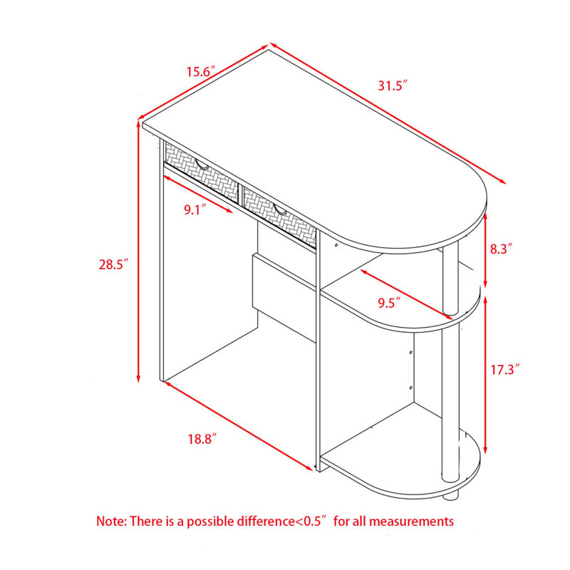 Laptop Notebook Computer Desk/Table with 2 Drawer Bins