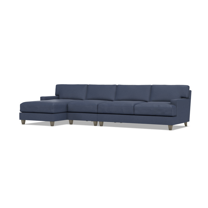 Mila Chaise Sectional, Blue Polyester, 33.5" H x 131" W x 61" D, Left Hand Facing