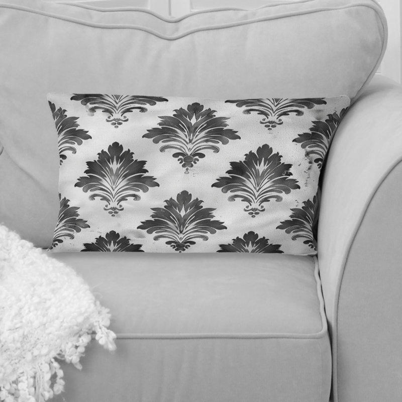 Coussin lombaire transitionnel noir et blanc damassé Glamour V