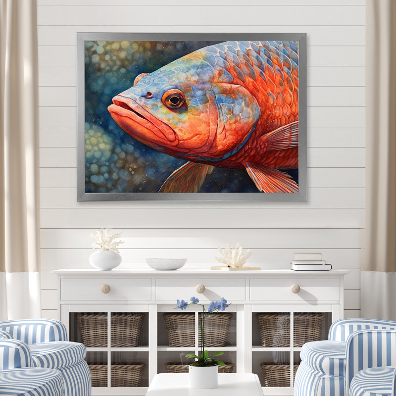 " Underwater Fish Fantasy I ", 30" H x 40" W x 0.5" D, Silver Single Picture Framed