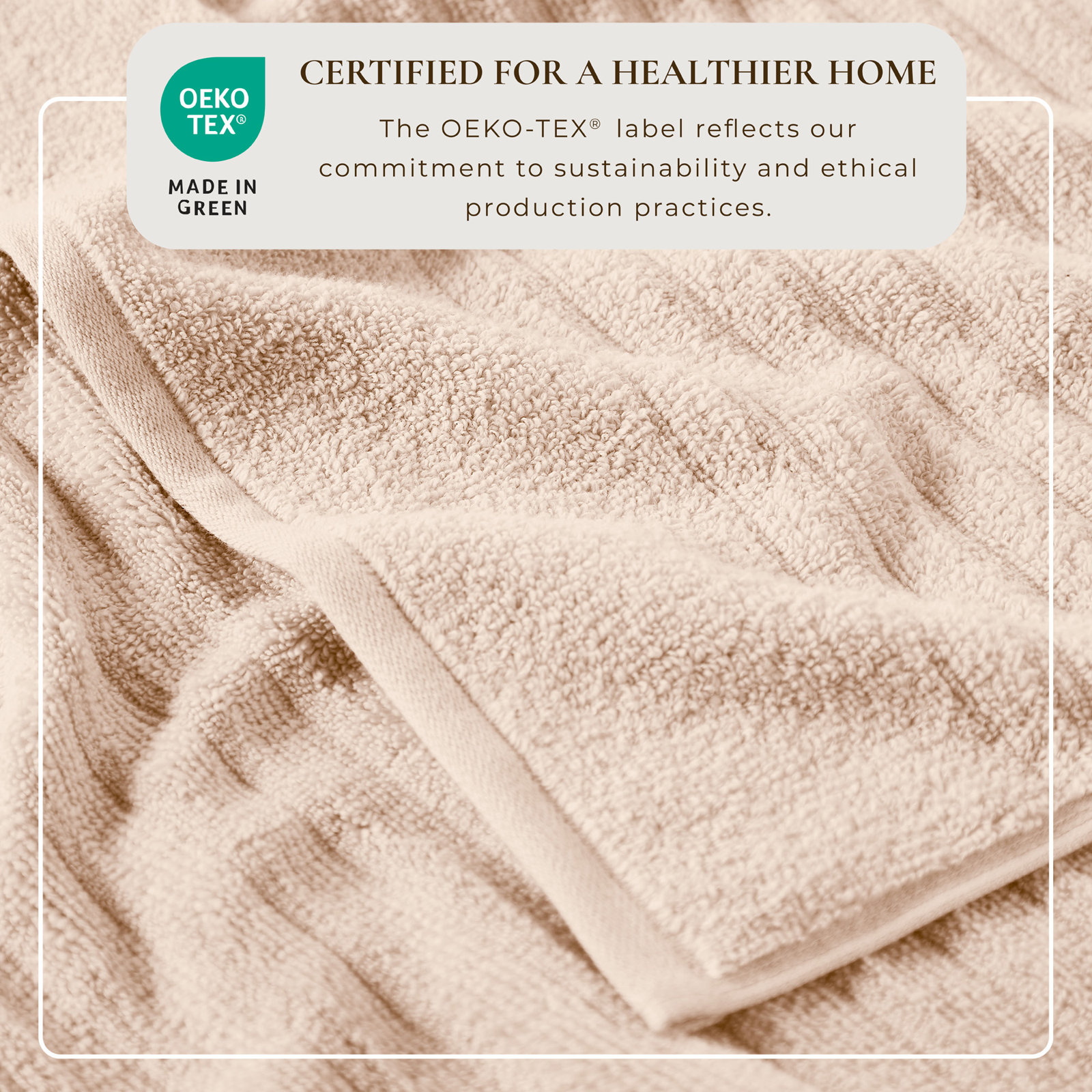 100% Zero-Twist Cotton Ribbed Hand Towels (Set of 6), Pink Sand, Bath Towels - 4 Pack