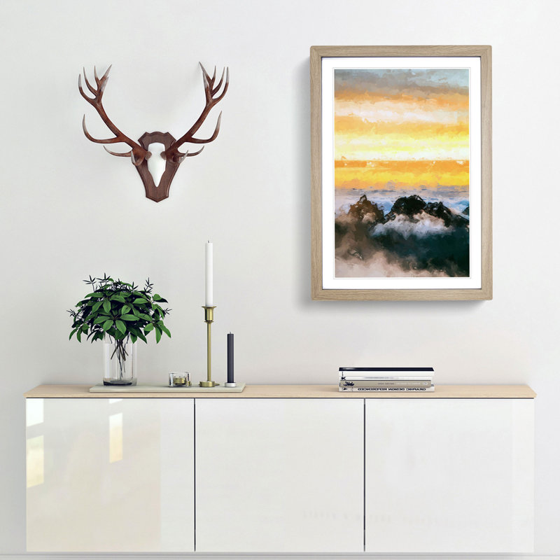 Mountain Peaks in Abstract - Framed Print, Oak Framed, 36cm H x 27cm W x 2cm D