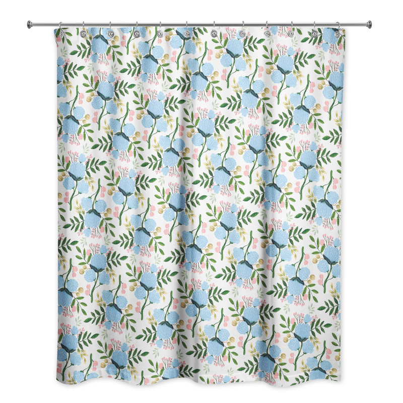 Rideau de douche simple floral Criswell, Blanc