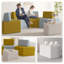 Canapé assis confortable WOWMAX Creative, canapé incurvé, combinaison de canapé irrégulière, canapés de réception de bureau, canapés modulaires pour le salon, espaces de réception de salon à compression-116142913