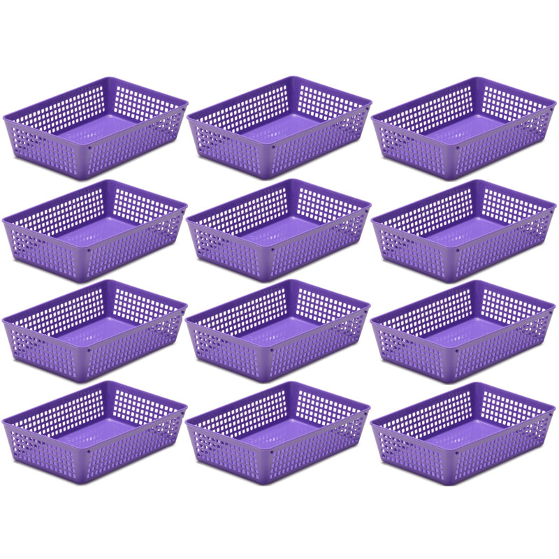 Ensemble de rangement en plastique pour tiroir de bureau, H 2,25 po x l 9 po x P 6 po, Mauve, 12