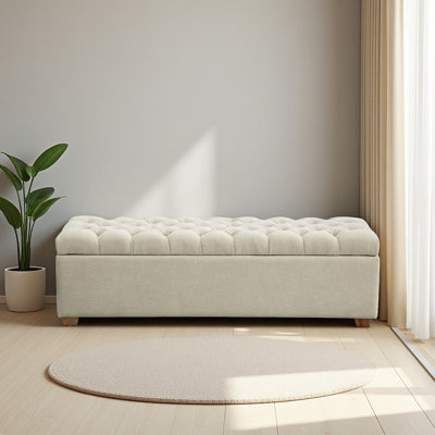 Banc de rangement rembourré de 60,2 po de large avec repose-pieds capitonné avec repose-pieds et tabouret avec repose-pieds pour le salon, la chambre à coucher, l'entrée, la salle à manger, le dortoir et le coin