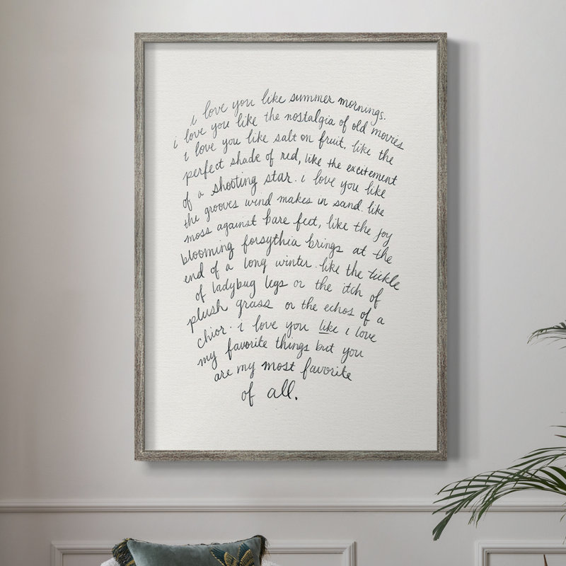 Lettre à un amoureux I, reproduction encadrée - bois massif, H 21 po x l 17 po