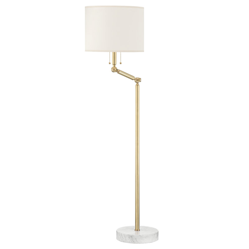 Essex - 2 Light Floor Lamp By Mark D. Sikes - Aged Brass Frame - White Shade, Aged Brass