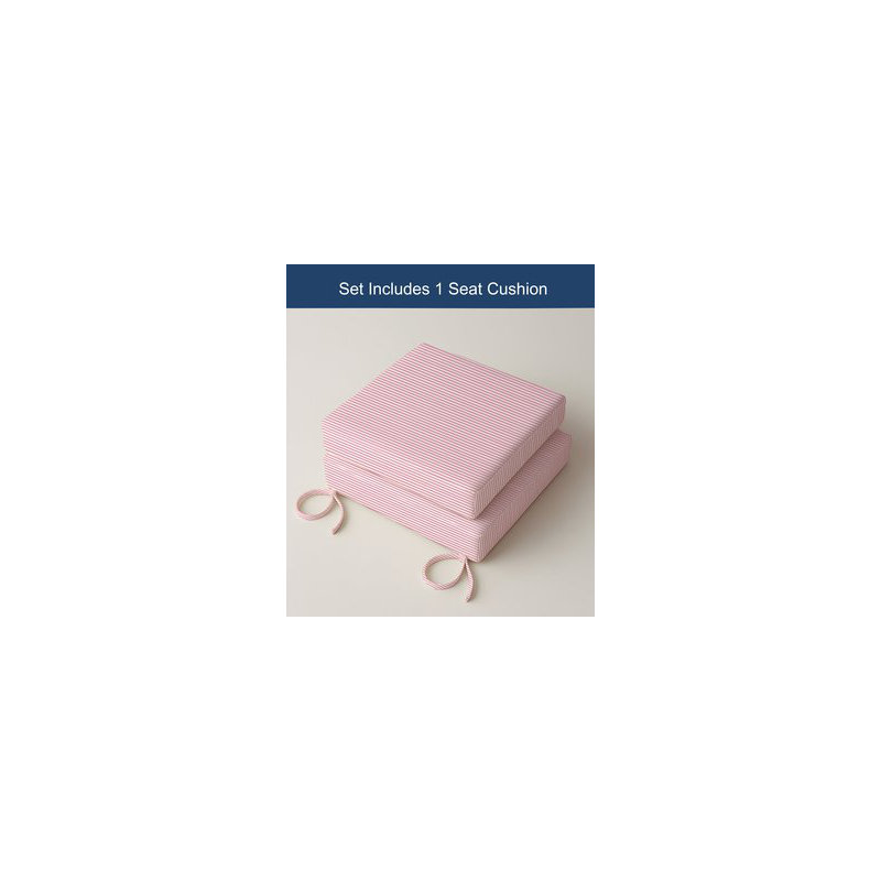 3" Deep Seat Cushion Ticking Stripe - Water-Resistant, 16" W x 18.5" D, Light Pink