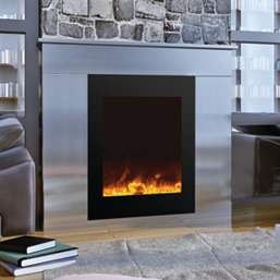 24.25'' W Black Electric Fireplace