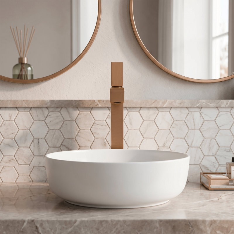Robinet de meuble-lavabo rectangulaire moderne en laiton massif à poignée simple 14,24 "
