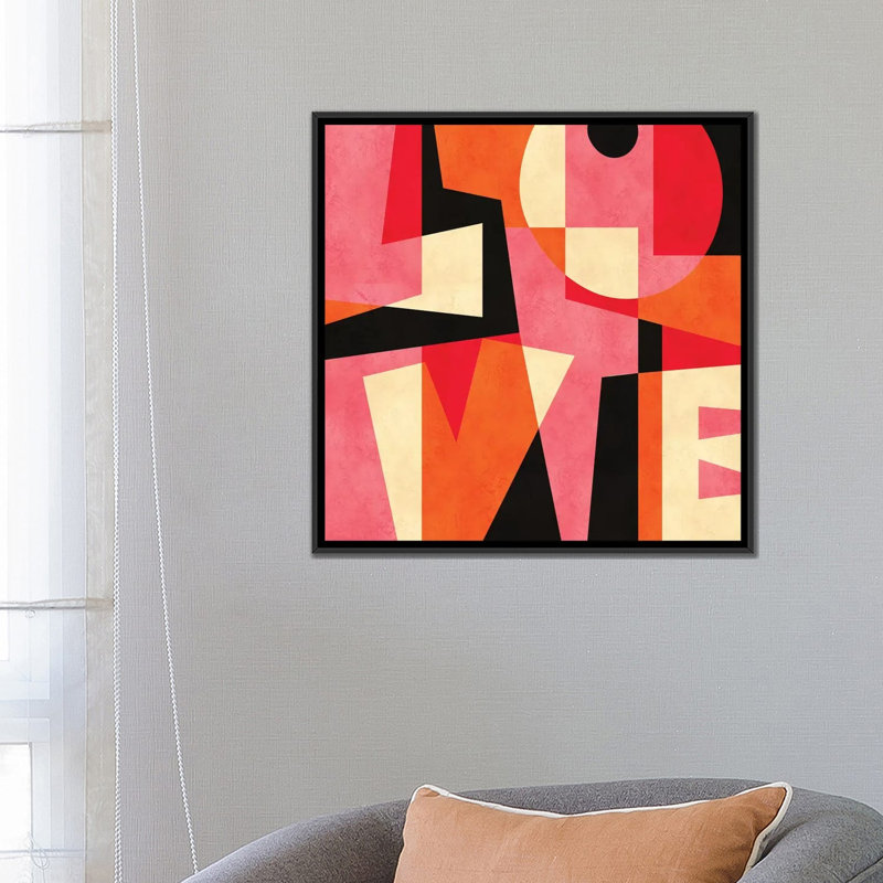« love », impression sur toile, H 26 po x l 26 po x P 1,5 po, Toile encadrée noire, Pas de tapis