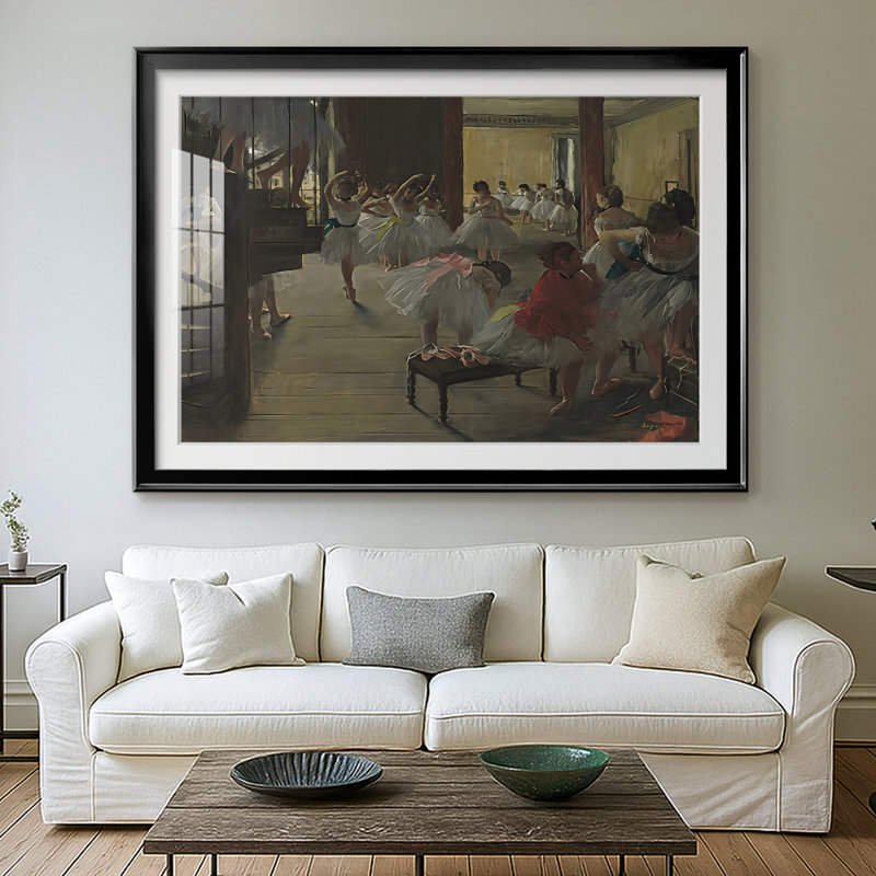 The Dance Class (NGA / Corcoran Version) - Edgar Degas - reproduction encadrée avec passe-partout et verre - c. 1873, Noir