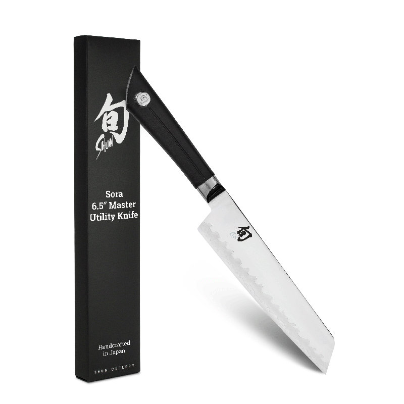 Shun Sora 6.5" Master Utility Knife, Handcrafted Japanese Kitchen Knife, VG10 Steel Edge and 420J Stainless Steel Blade, Balanced Handle, Precision and Sharpness for Professional and Home Chefs