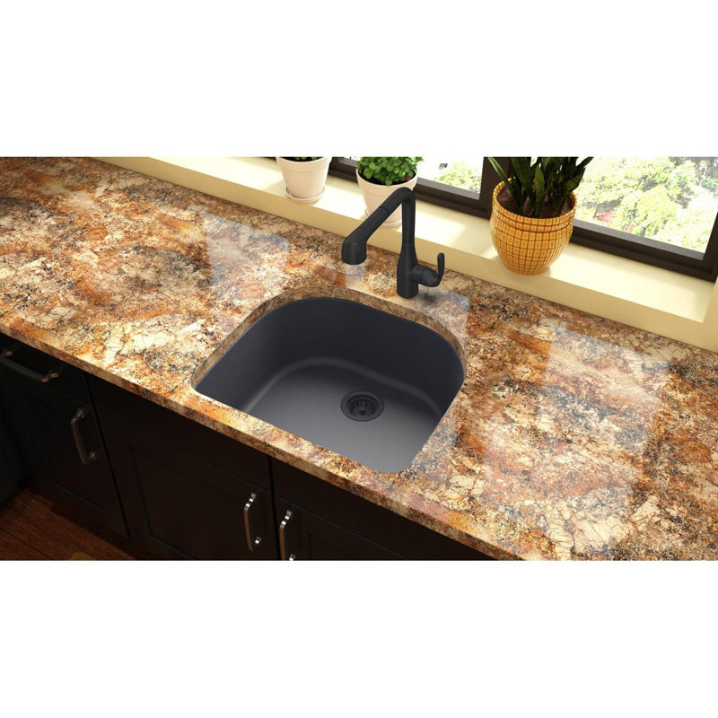 Quartz Classic 25" L x 22" W Undermount Kitchen Sink, Dusk Gray