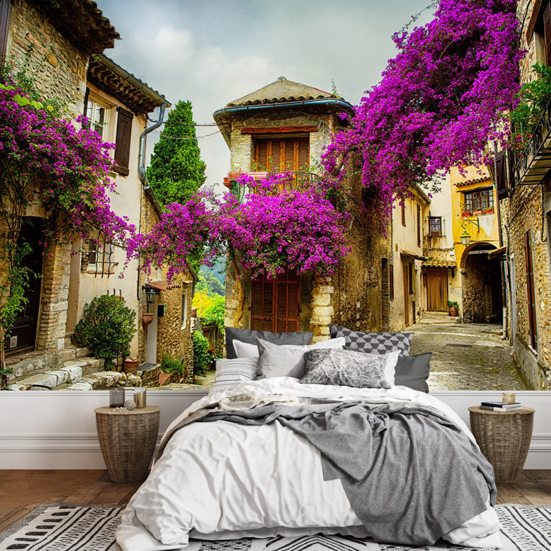 Grand papier peint auto-adhésif Old Town of Provence, L 100 po x l 144 po