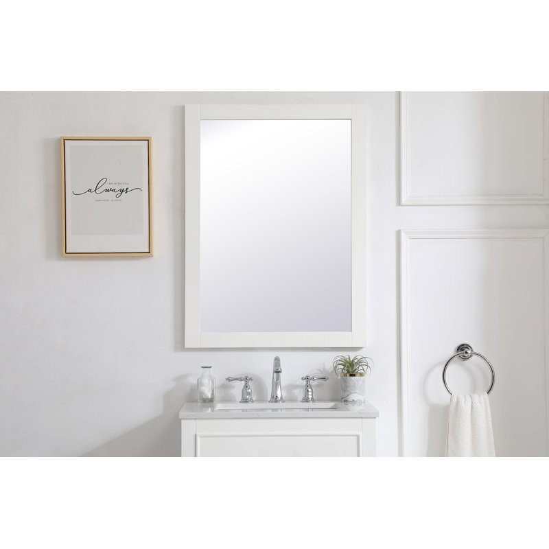 Metcalfe Solid And Engineered Wood Flat Wall Mirror, 32" x 24" , White