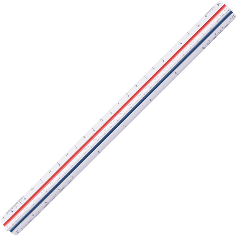 Triangular Scale for Engineers, Colour-Coded Grooves, 12 inches