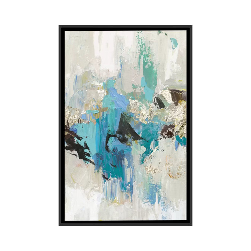 « blue silver i », impression sur toile, H 26 po x l 18 po x P 1,5 po, Toile avec cadre noir, Pas de tapis