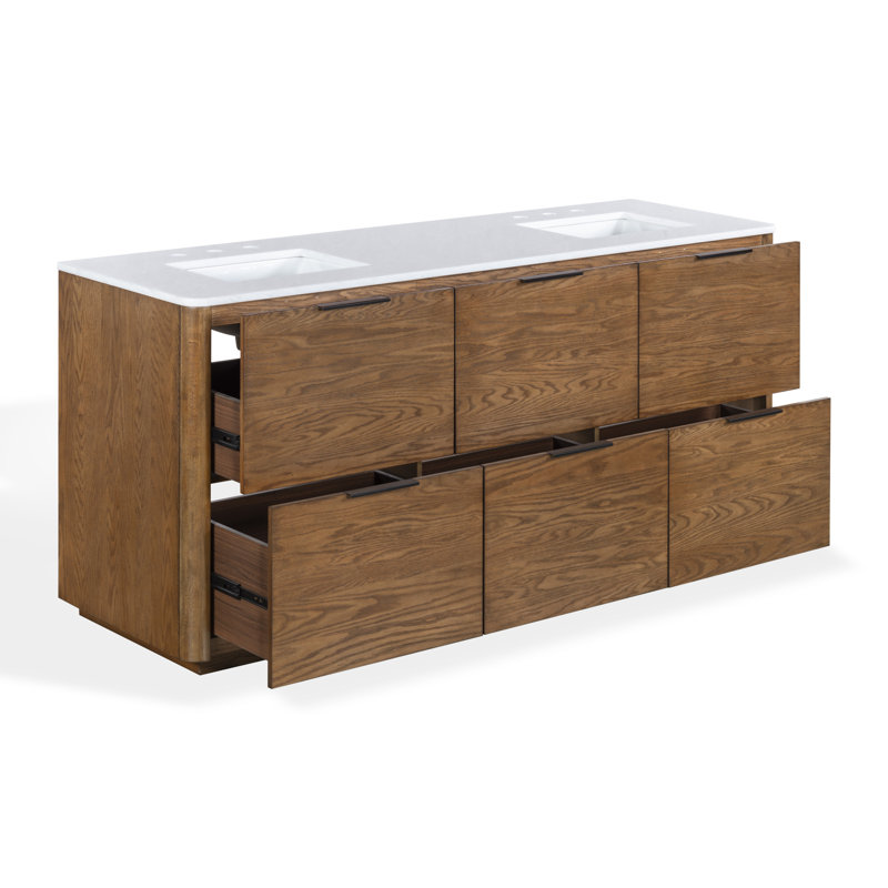 72" Double Sink Gabrietta Vanity, Medium Oak
