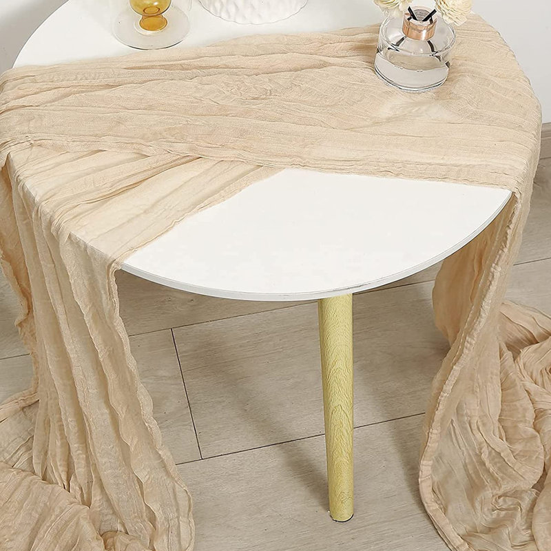Chemin de table rectangulaire en polyester Nini, Ivoire