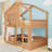 House-Style Bunk Bed with Bookshelf, Guardrails and Ladder-1923546202