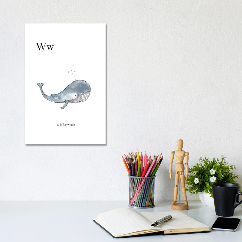 Ww Is For Whale by Leah Straatsma - Wrapped Canvas Print, 20.32 cm H x 30.48 cm W