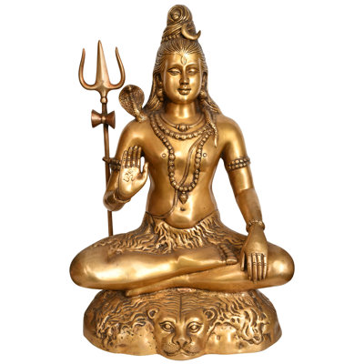 Statue de méditation en laiton 22 po Shiva