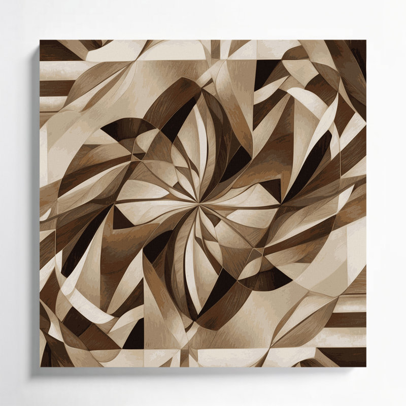 «Geometric Abstraction», art mural sur toile beige, H 16 po x l 16 po