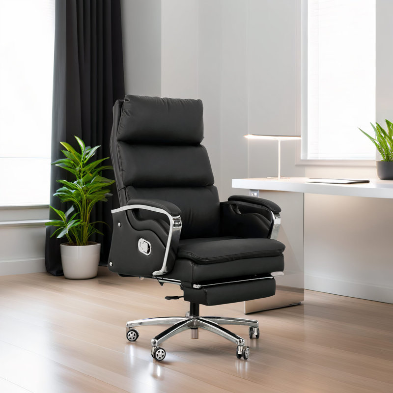 Chaise de bureau inclinable en similicuir avec repose-pieds et confort haut de gamme