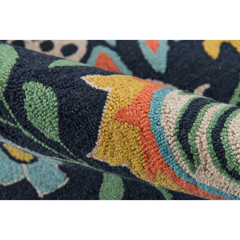 Tapis bleu marine en laine touffeté à la main Annechien Newport, Rectangle 9 pi x 12 pi