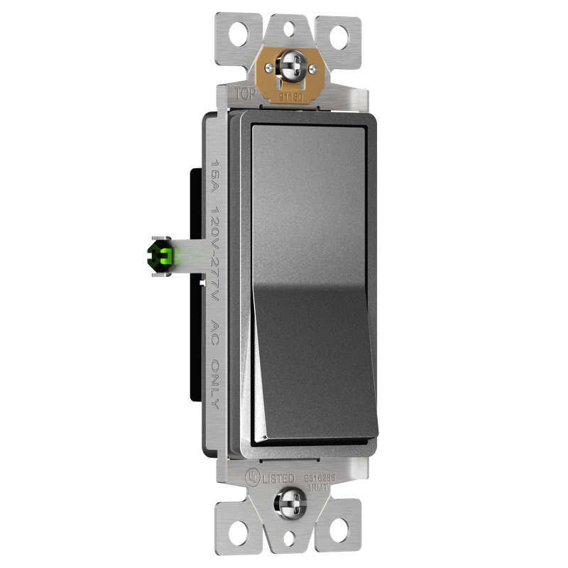  Enerlites 15 Tamper Resistant Single Pole Rocker Light Switch - Space Grey, Space Grey