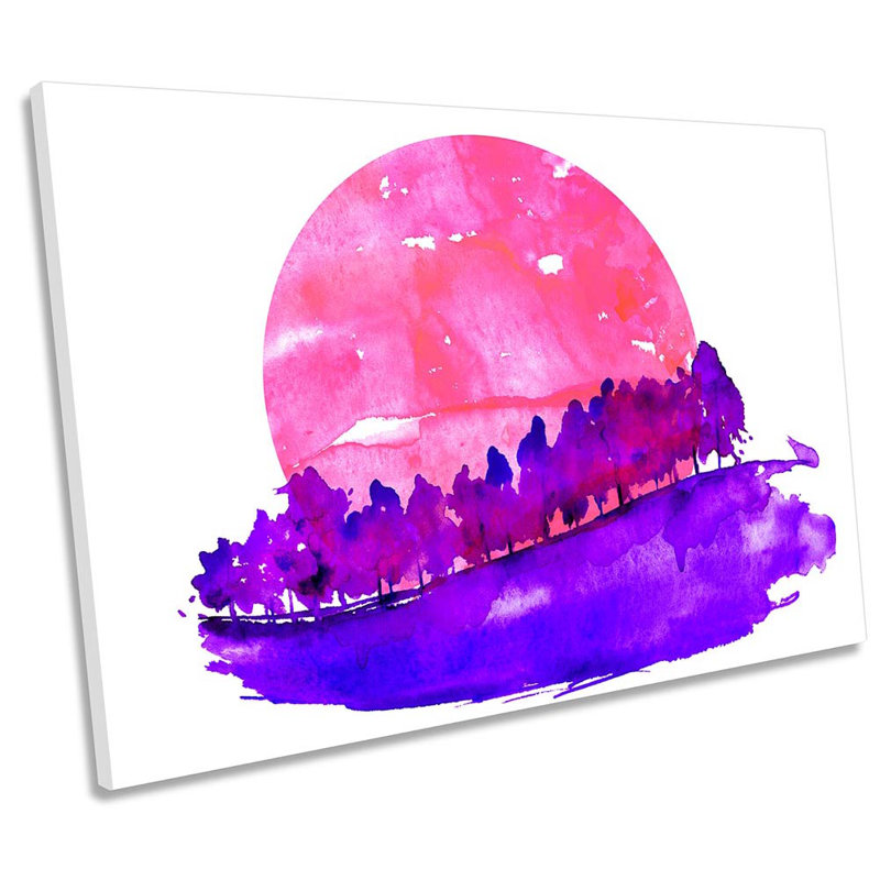 Purple Forest Pink Sunset Framed - Wrapped Canvas Print, 30.5cm H x 45.7cm W x 2cm D