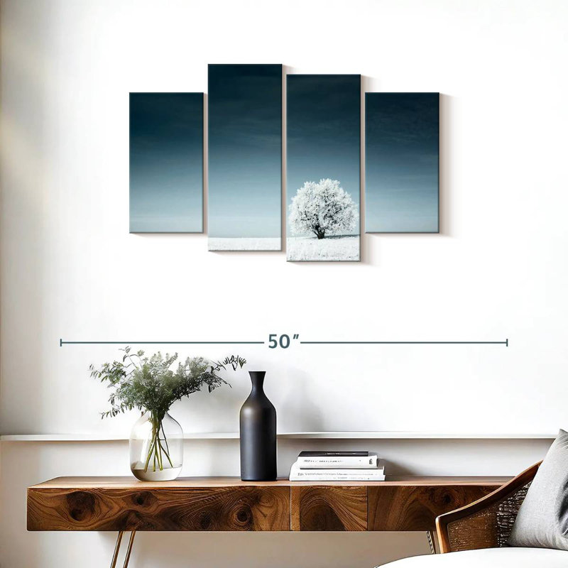 Arbre solitaire en hiver, H 22 po x l 36 po
