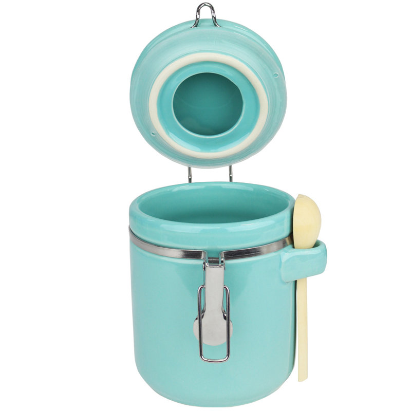 Pot de cuisine hermétique en céramique, H 6 po x l 4 po x P 4 po, Turquoise