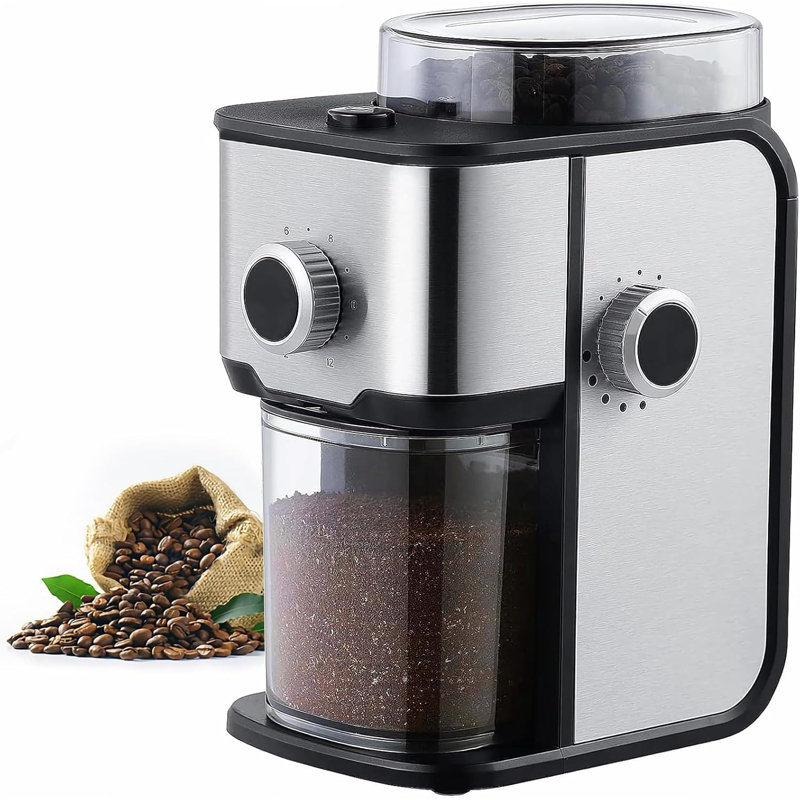 Flat Burr Coffee Grinder Electric, Coffee Bean Grinder With 14 Grinding Settings,up To 12 Cups