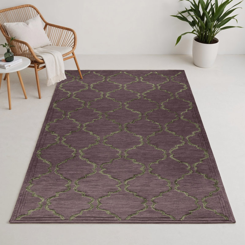 Trellis Black Indoor and Outdoor Area Rug, Rectangle 9' x 12'