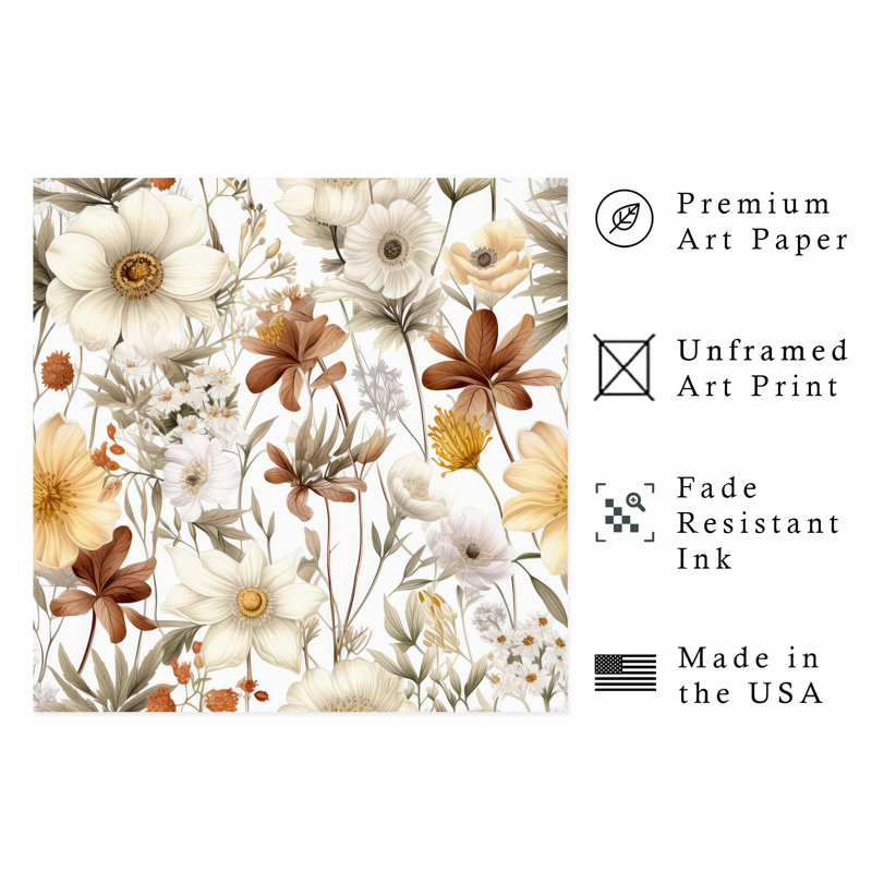 «Botanical Wildflowers», impression d'art sans cadre, H 10 po x l 10 po