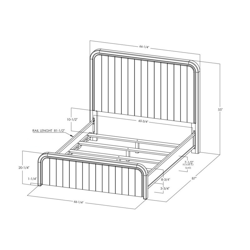 Grand lit plateforme Mezquite, Queen
