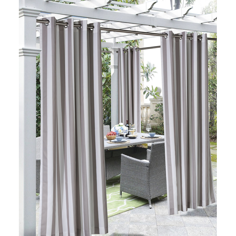Panneau de rideau d'extérieur simple diaphane rayé avec œillets Arielle, l 50 po x L 84 po, Taupe