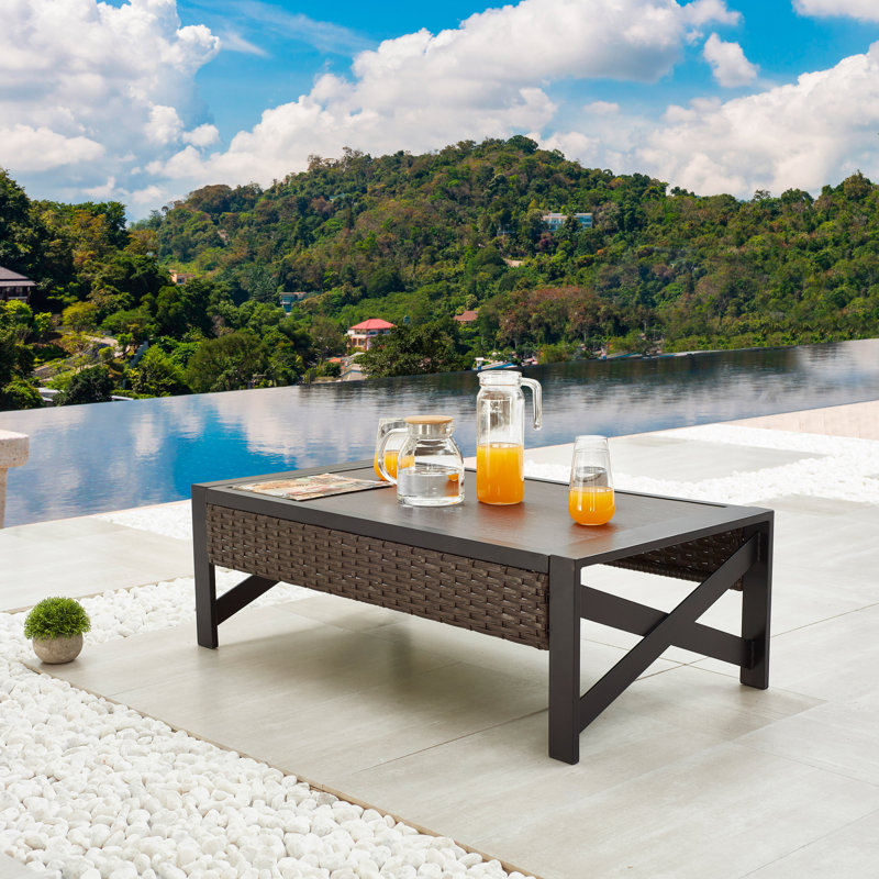 Ajai Rectangular Synthetic Laminate Outdoor Coffee Table