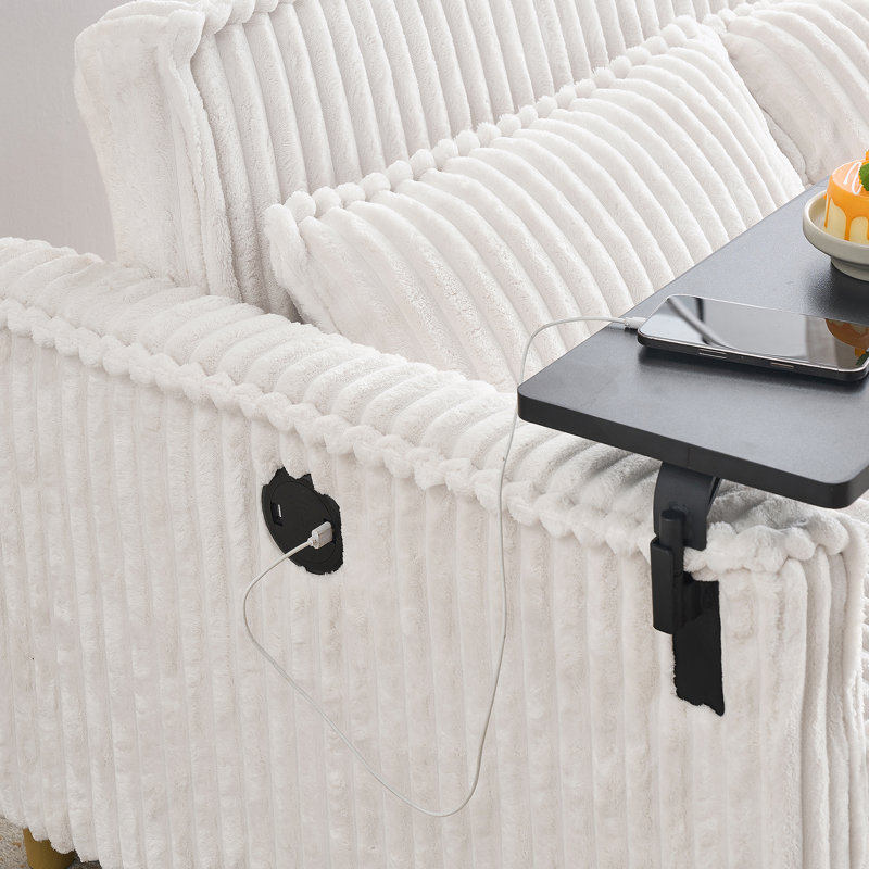 Versatile Transformable Sofa with Movable Tabletop and USB Ports for Relaxation, Beige
