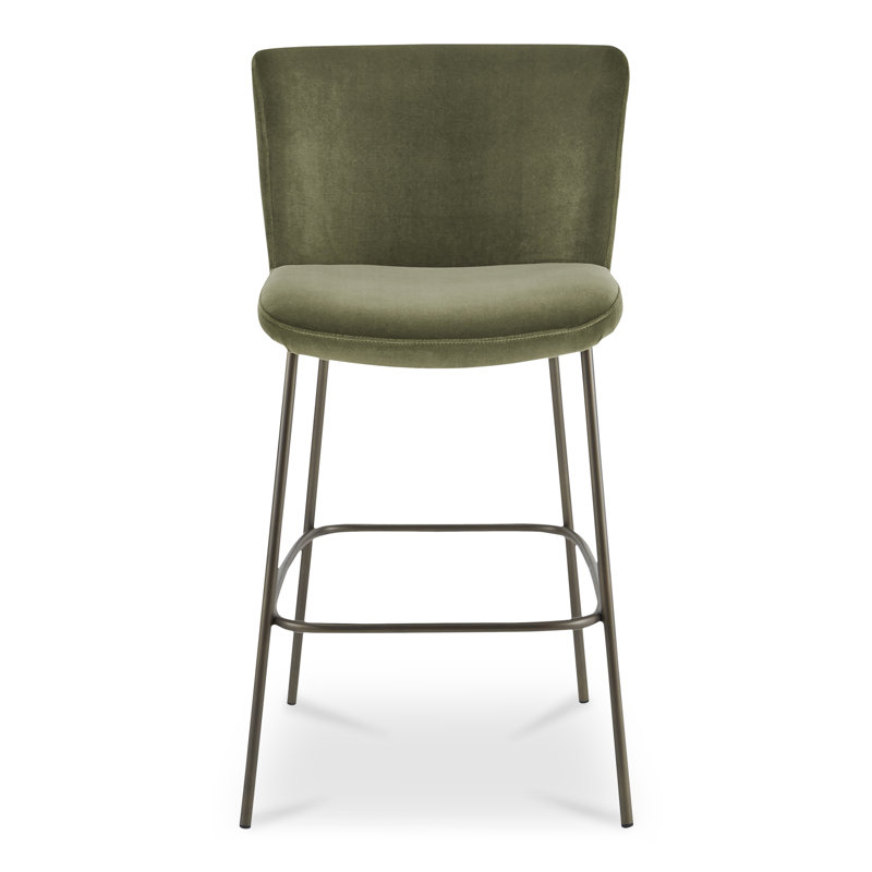 Early Upholstered Stool, Bar Stool (30.3" Seat Height), Green Velvet