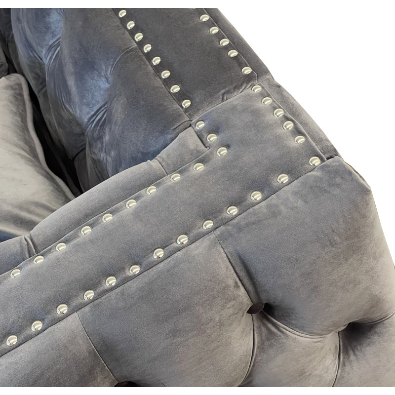 Canapé Chesterfield en velours 86 po Martine