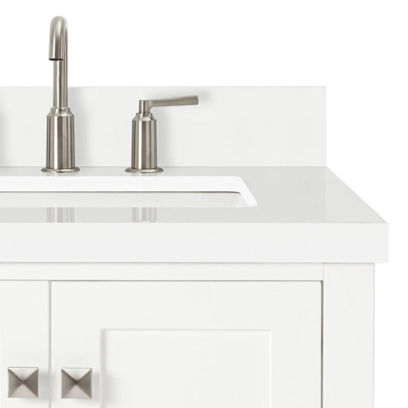 Cambridge 37'' W Single Vanity, White, Pure White Quartz, Brushed Nickel